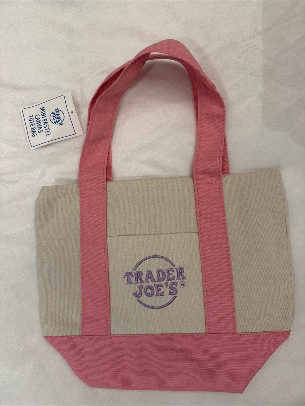 Trader Joe’s mini tote! Pastel pink